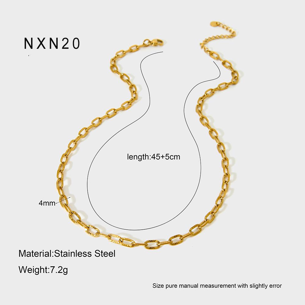 European and American simple fashion plated 18k gold stainless steel cross chain set embossed bracelet necklace DIY jewelry women