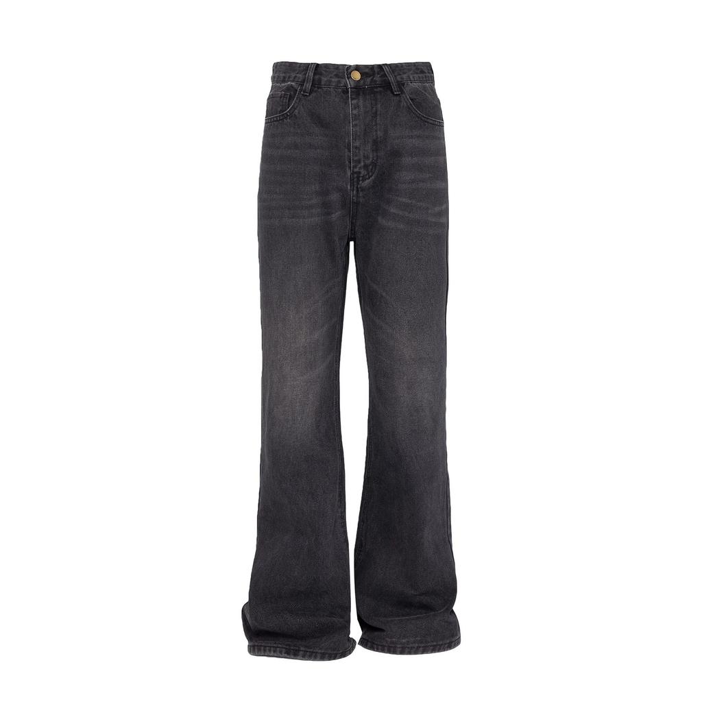 American Retro Old Black and Gray Cleanfit Micro-pull Jeans Boys Straight Slim Casual Trousers