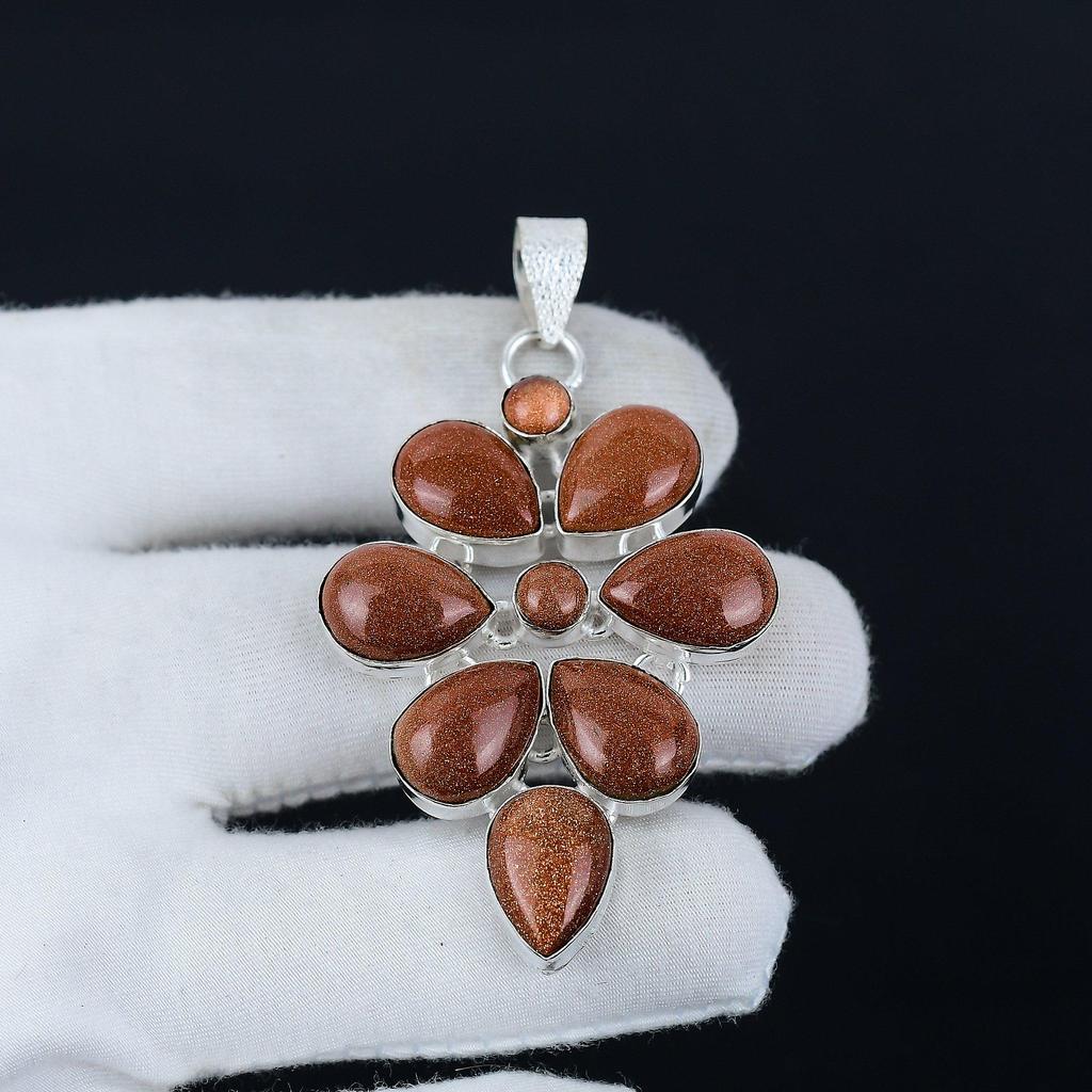 Natural Red Sunstone Moonstone Gemstone Pendant In 925 Sterling Silver - Handmade Flower Design, Perfect for Gifts, and Everyday Wear Jewelry Gifts