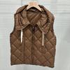 Autumn and Winter New Hooded Zipper Rhombus Lattice Webbing Slim and Thin Versatile Down Jacket Vest Vest Jacket