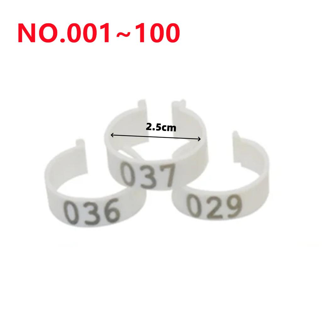 1Pack/100Pcs Inner Diameter 2.5cm Poultry Clip-type Foot Ring NO.001-100 Chicken Duck Goose Pigeon Label Buckle Poultry Supplies