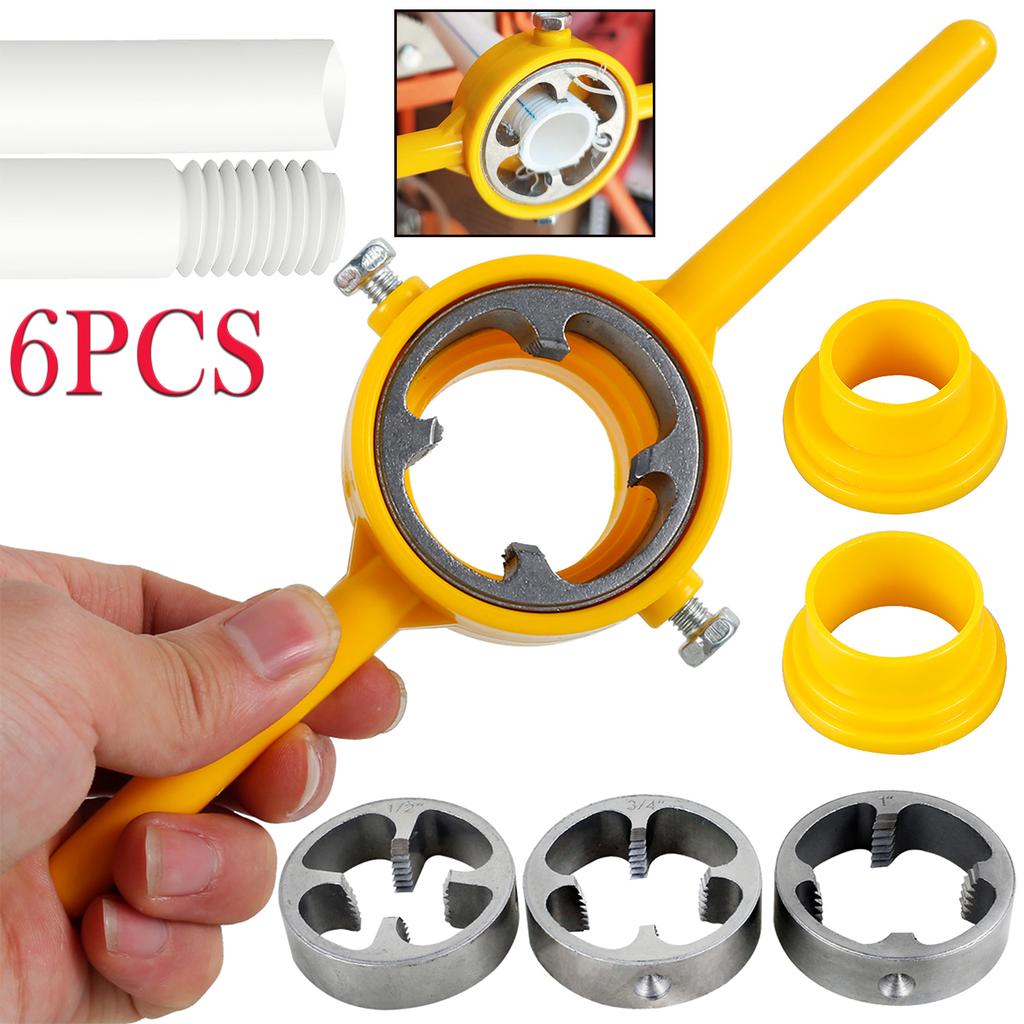 Sada závitů na plastové trubky z PVC 1/2" 3/4" 1" 60° Závitořez na trubky s kuželem pro čerpadla Potrubí závitová matrice Ruční nástroj pro sanitární opravy