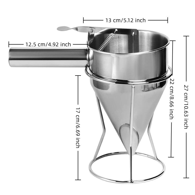 1200Ml Stainless Steel Funnel Dispenser With Rack Cupcake Pancake Batter Maker Octopus Fish Ball Home Kitchen Baking Goods Tools