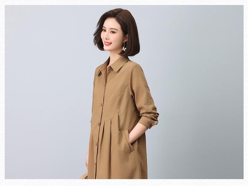 2024 Women's Mid-Length Trench Coat: Chic Spring & Autumn Fashion for Mature Women