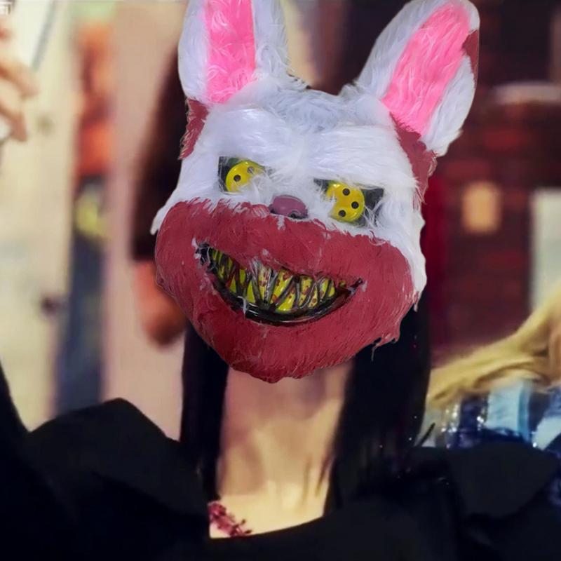 2025 Halloween Cosplay Face Mask Fancy Party Stage Make-up Scary Rabbit Cartoon Head Cover Carnival Costume Prop Masquerade Mask