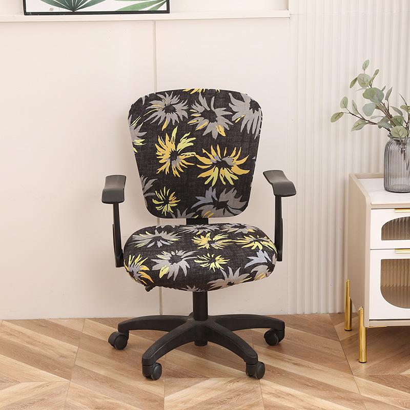

2PCS/Set Elastic Office Chair Cover Lifting and Rotating Chair Cover Printed Computer Chair Cover (Seat Cover+Backrest Cover)