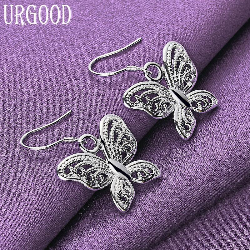925 Sterling Silver Hollow Butterfly Earrings Fashion Jewelry