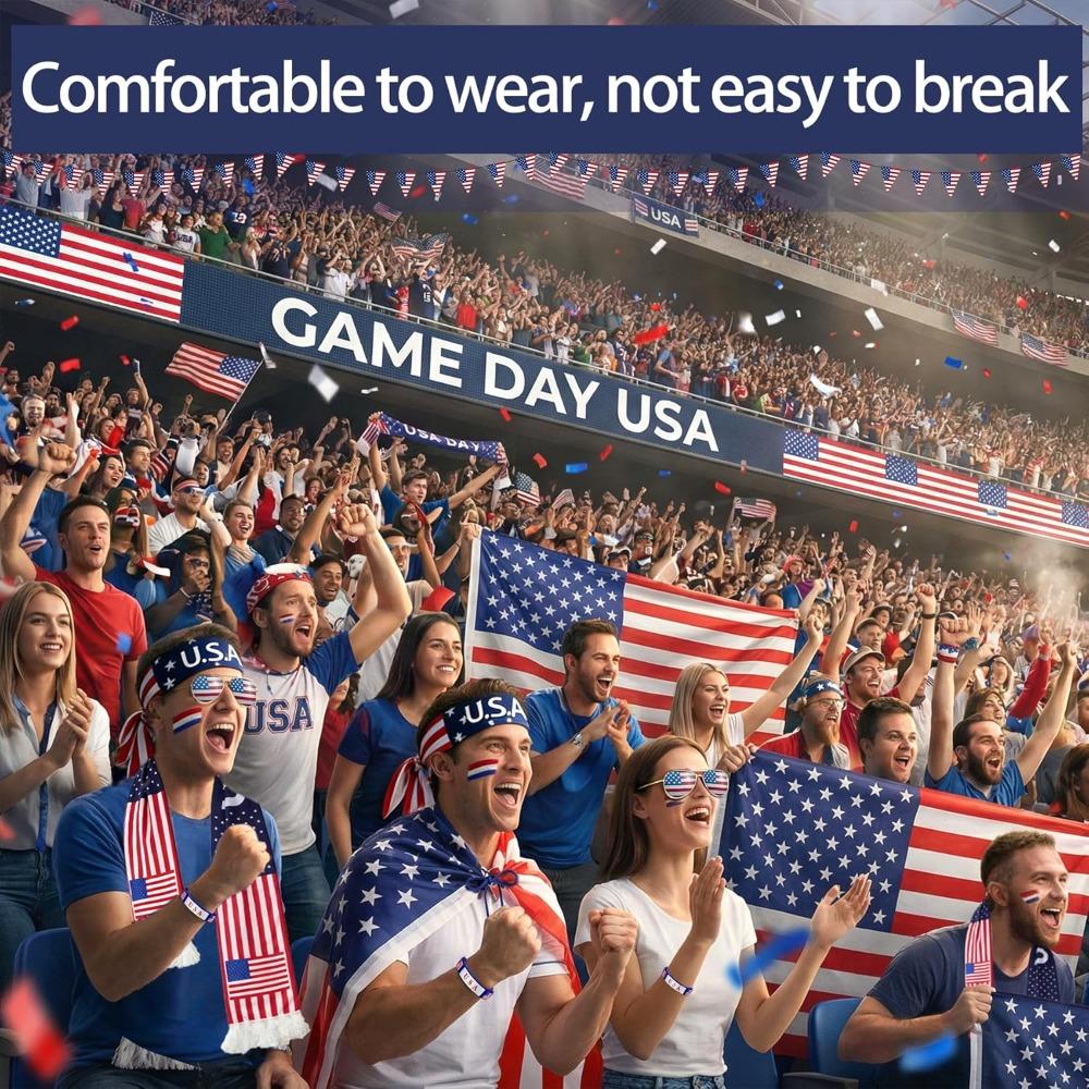 2026 USA Fan Kit Patriotic Supporter Set for Game Day Headband Sunglasses Watch Parties National Celebrations