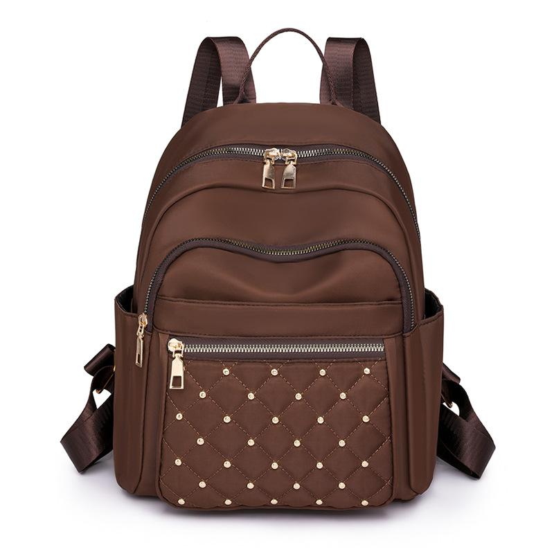 New Fashion Women s Backpack Lightweight Rivets Fashion Large Capacity Storage Crossbody Backpack Casual Backpack коричневый