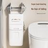 Wall-Mounted Bathroom Trash Can with Lid & Toilet Paper Holder for Home Use
