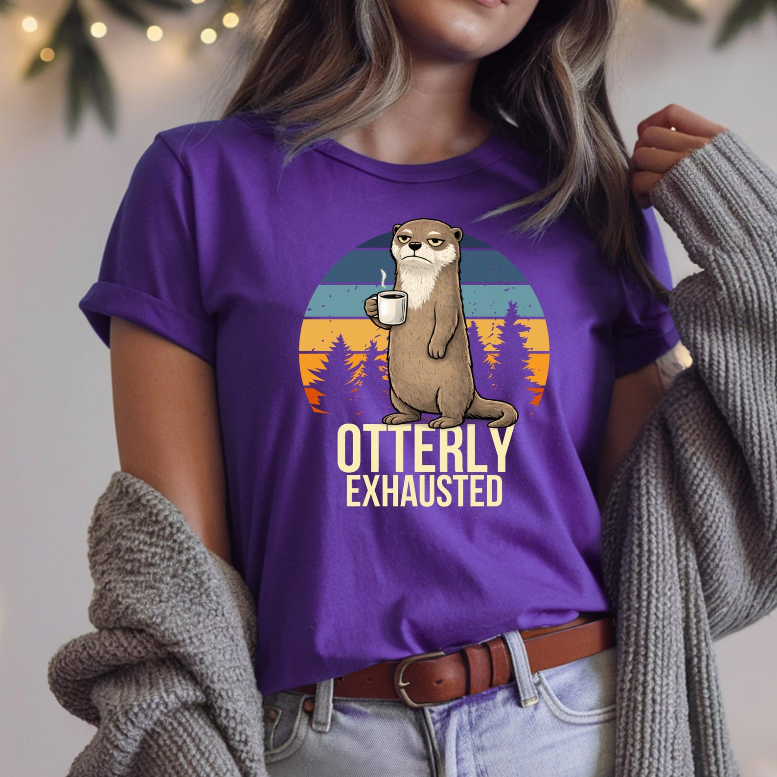 Otterly Exhausted Gamer Shirt: Retro Gaming Vibes, Funny Otter Meme Tee XL