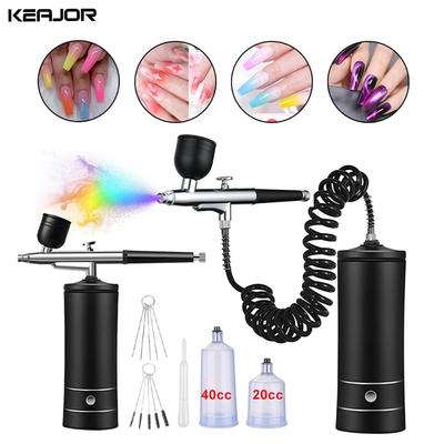 Airbrush Nails Art Barva s kompresorem Přenosná vzduchová štětka na nehty, dorty, pečivo, dekoraci make-upu Akumulátorová pistole Stříkací pistole na lak