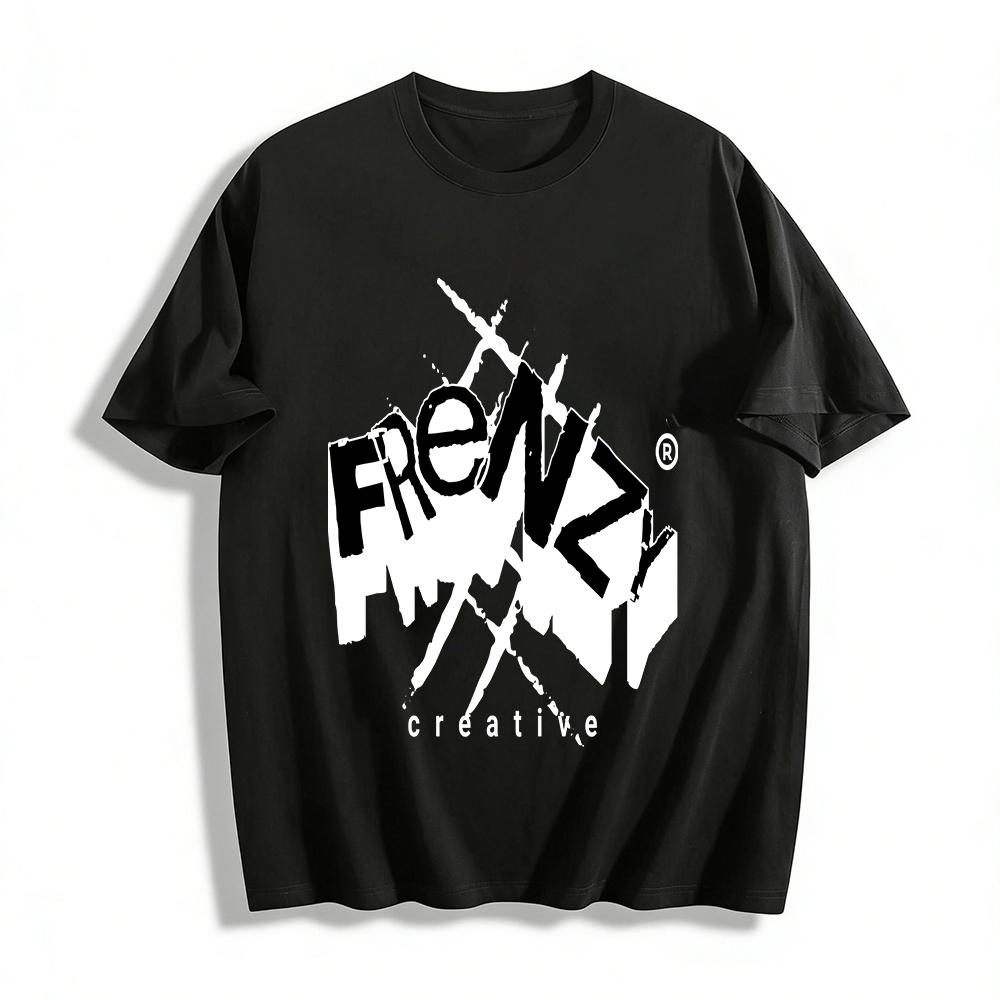 

Frenzy Принт с буквами Повседневная Свободная Футболка с круглым вырезом с коротким рукавом Футболка из чистого хлопка XXS