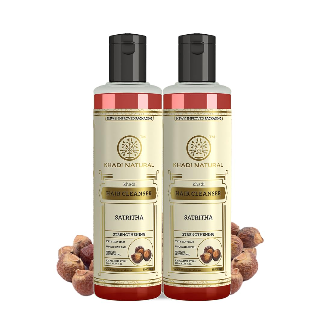 Khadi Natural Satritha Shampoo For Hair Fall Control And Damaged Hair Repair 210 Ml x Pack Of 2 For All Hair Types