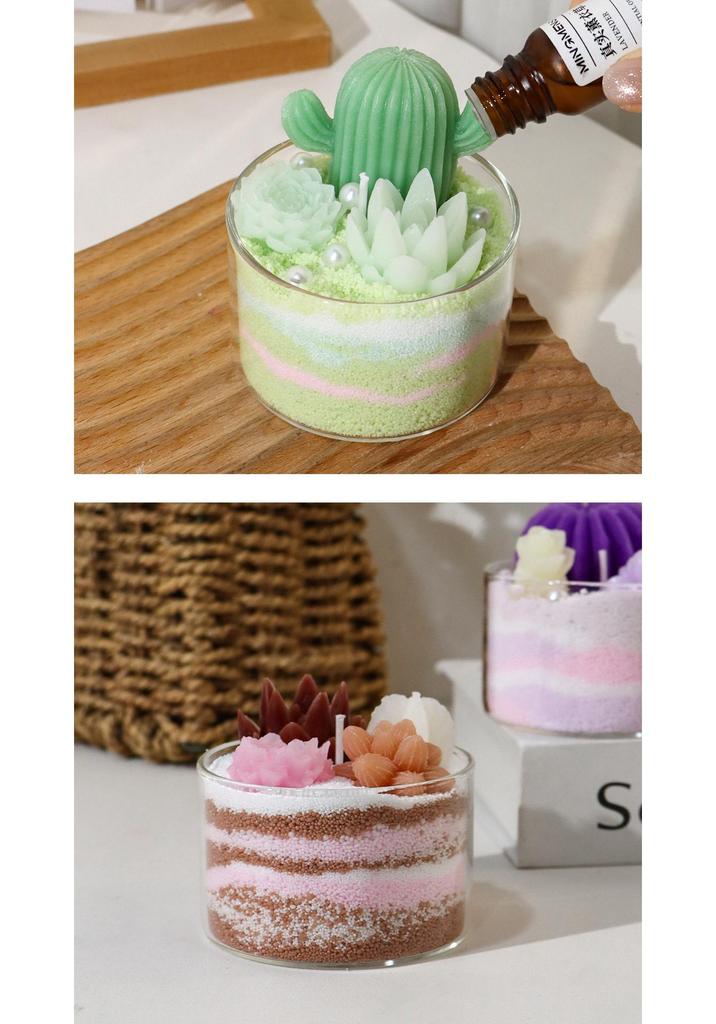 DIY Succulent Sand Painting Candle Kit: Creative Handmade Aromatherapy Gift for Kids