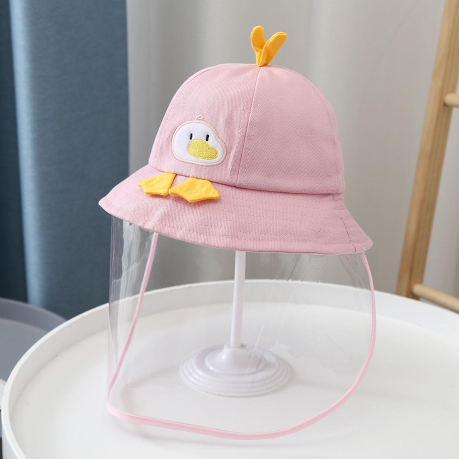 

Детская пыленепроницаемая шляпа от солнца Хлопковая мультяшная регулируемая шляпа с защитой лица для младенцев и детей Желтая розовый
