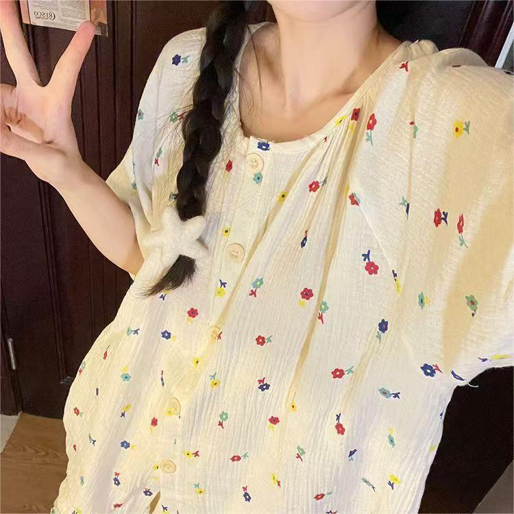 

ins Korean cartoon cute puppy pajamas women s summer new short-sleeved shorts thin summer loungewear set Xxl [recommended weight 67.5-75kg ]