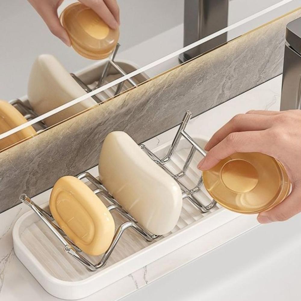 Stainless Steel Minimalist Soap Holder Draining Soap Dish for Bathroom Kitchen Creative Countertop Sink Soap Sponge Organizer