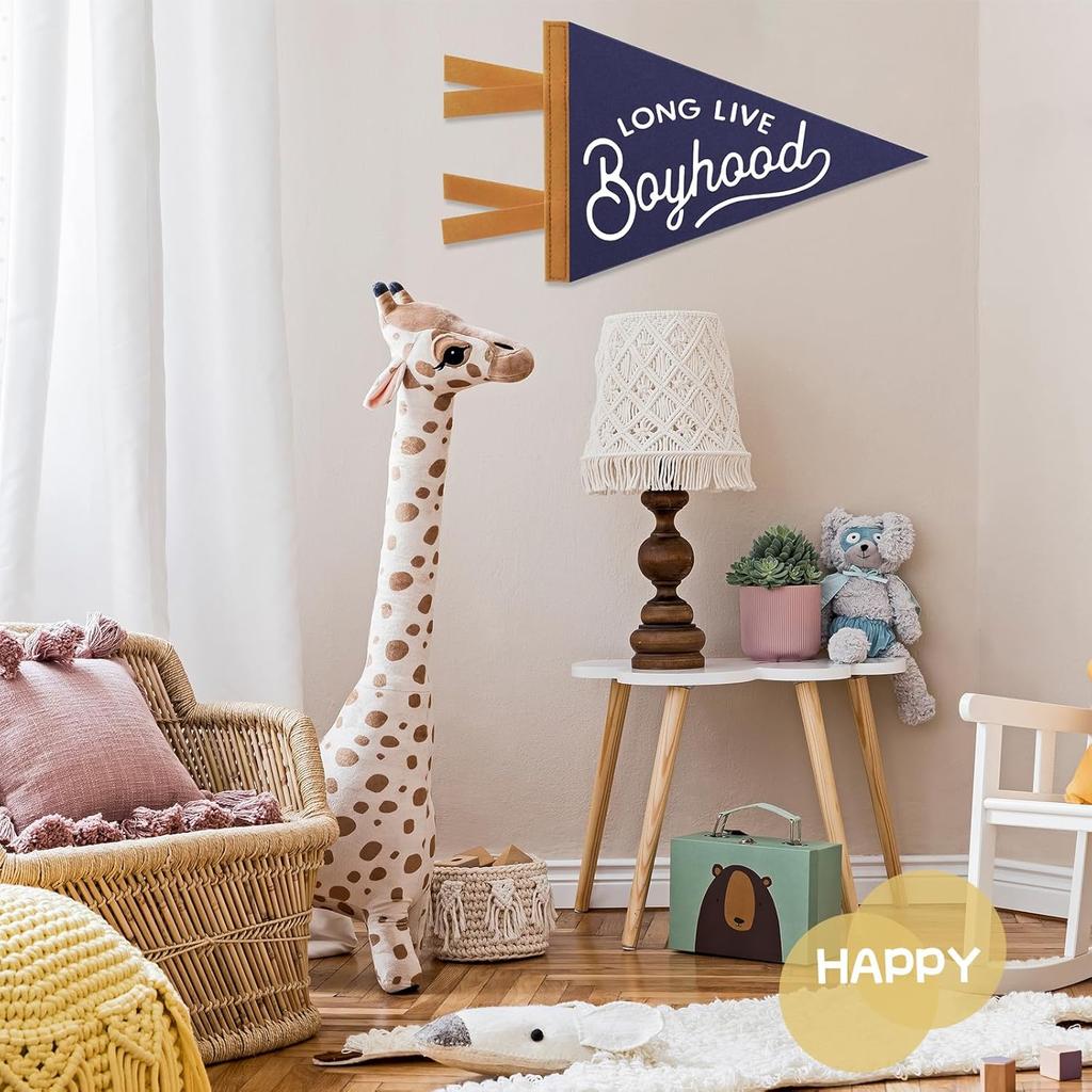 Baby Boy Nursery Decor, Long Live Boyhood Banner Sign for Kids Boys Room Decor Flags, Wall Penants Preppy Navy Blue Wall Hanging Decor for Kids