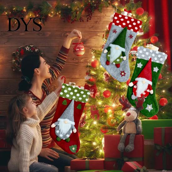 Festive Candy Holders for Kids Christmas Stocking, 18.5 Inch Nordic Gnome Large Felt Stockings, Plush Stockings Holiday Fireplace Hanging Decoration