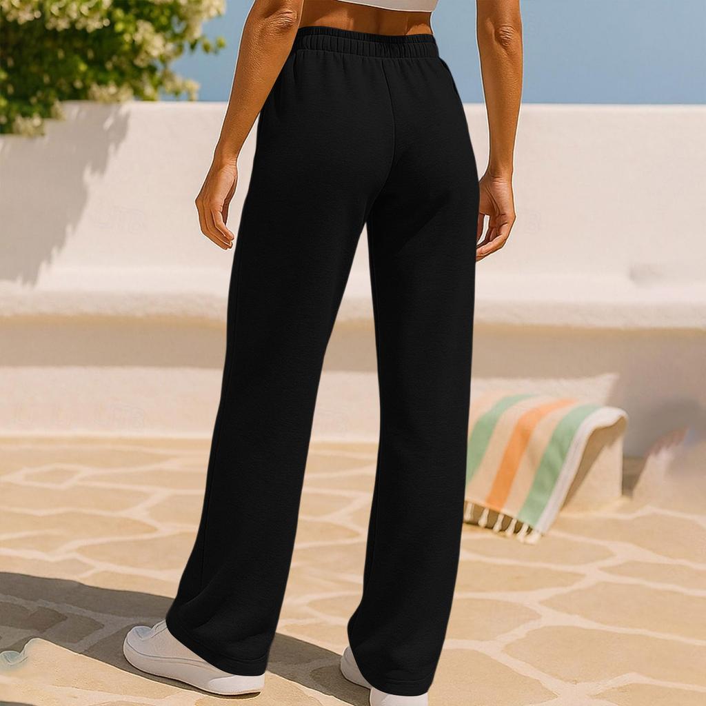 Women's Casual Cross Waist Wide Leg Sweatpants with Pockets