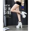 Fashion 14CM Fashion Black Boots Women Heel Spring Autumn Lace-up Soft Leather Platform Shoes Woman Party Ankle Boots High Heels Punk