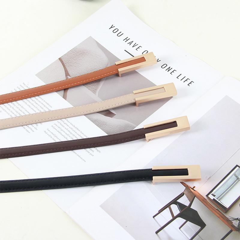Korean PU Leather Thin Waist Strap Belt For Women Adjustable Fashion Skirts Jeans Decorative Belts Casual Accessories