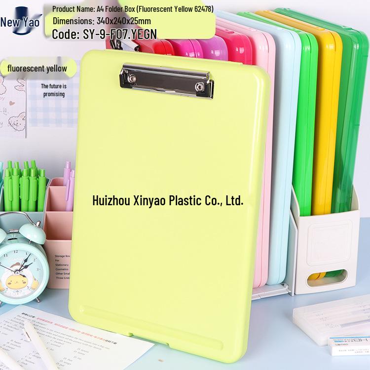 Large Capacity A4 File Box with Pen Slot & Clipboard for A5 Paper Storage