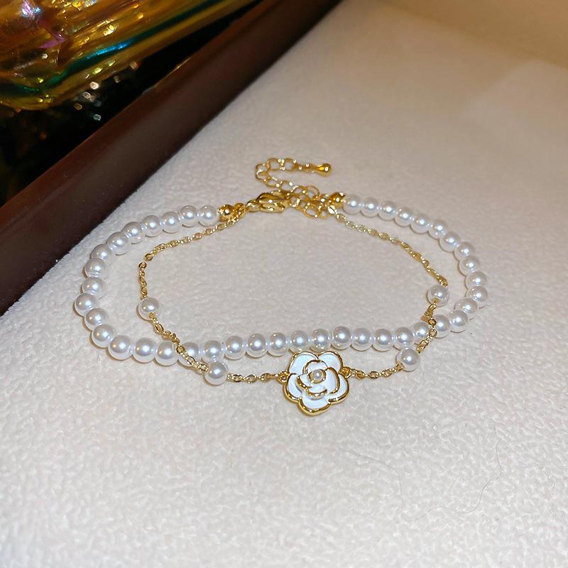 Brățară cu șnur cu perle și zirconiu roz cu strat dublu – Bijuterii de modă elegante și versatile