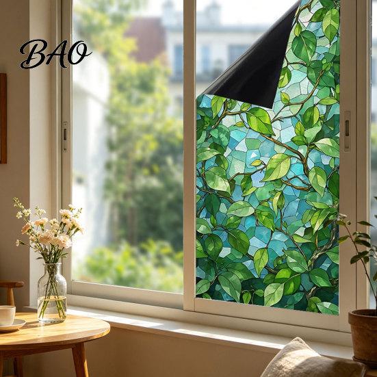Static Cling Window Film Glass Sticker, Colored Flower Texture Film, UV Removable Decal Light Blocking Waterproof Dustproof for Home Decor Easy