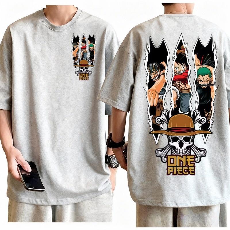 One Piece Straw Hat Crew Rip Claw Harajuku TShirt Men 100 Cotton Anime Graphic Tee Crew Neck Short Sleeve Casual Streetwear Top