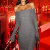 Lady Evening Dress Bateau Neckline Off Shoulder Long Sleeves Shimmering Sequin Bronzing Strapless Bodycon Prom Cocktail Party Maxi Dress