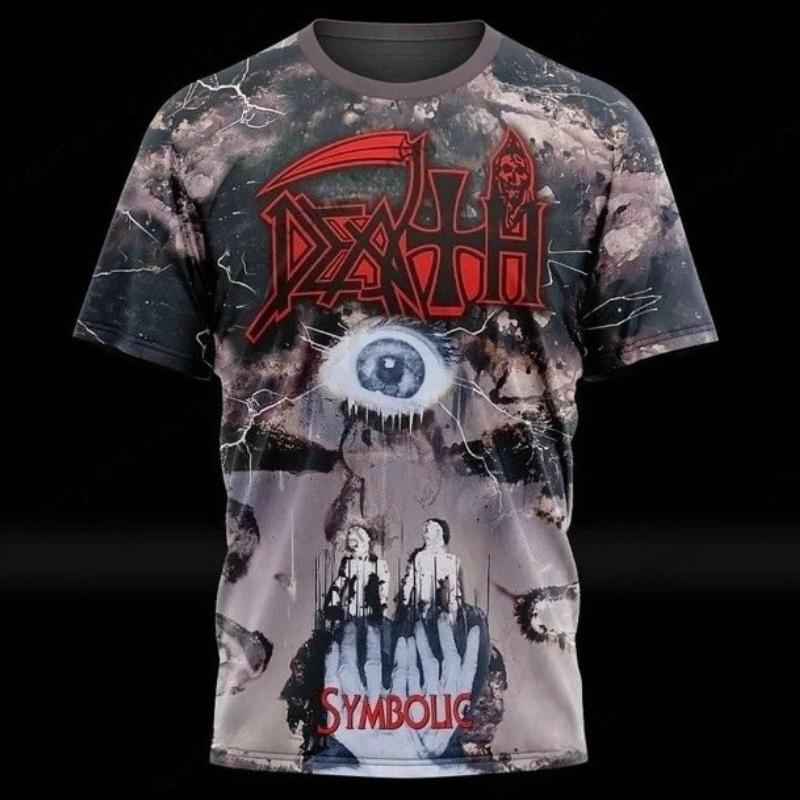 Heavy Metal Rock Band Death 3D gedrucktes T-Shirt Herren und Damen Mode Straße Amerikanischer Retro Hip-Hop Kurzarm Top