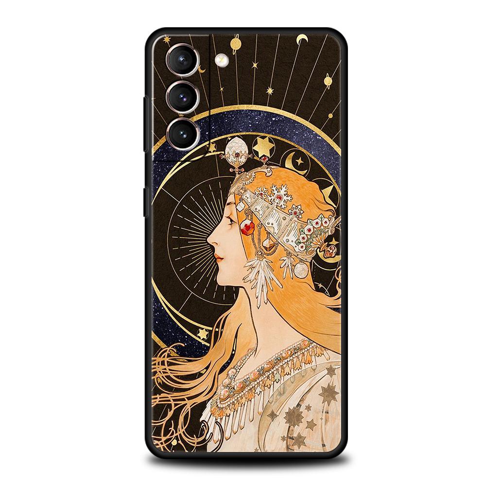 Phone Case for Samsung Galaxy S25/S24/S23/S22/S20/S21/FE/Ultra/S10/S10E/S9/Plus/5G Soft TPU Cover Art Poster ALPHONSE MUCHA Bags