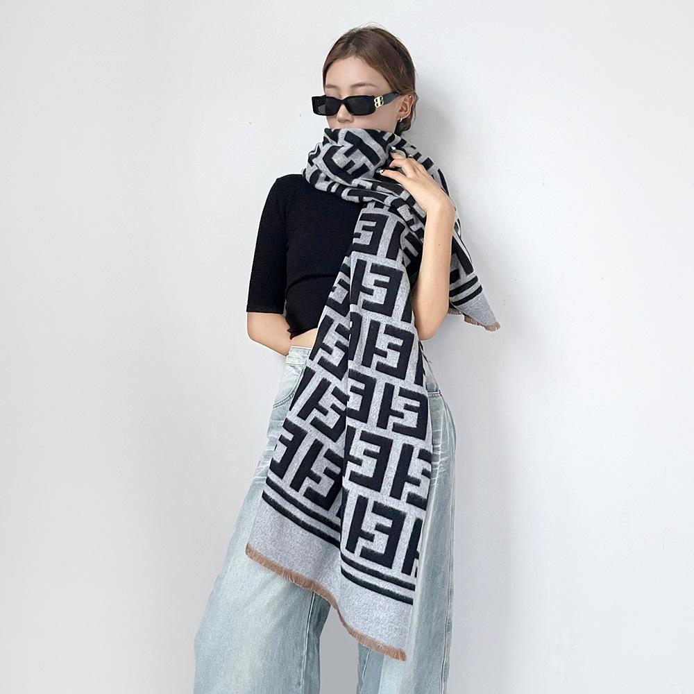 Fashion scarf women's winter high sense autumn and winter wool scarf shawl ET letter air-conditioned room scarf