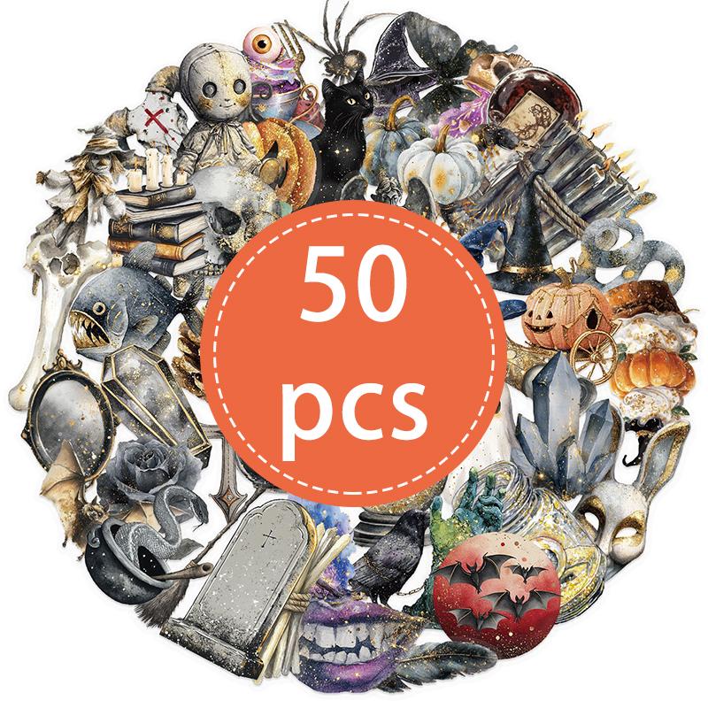 Premium-Quality 50Pcs Superior-Grade Retro Top-Grade Halloween First-Class Stickers Premium-Quality Goth First-Class Horriblr Premium-Quality Skull