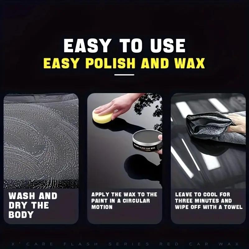 Black Automotive Wax - Polished, Waterproof, Protective Wax for Paint, Metal and Plastic Surfaces - Easy To Apply Liquid Wax