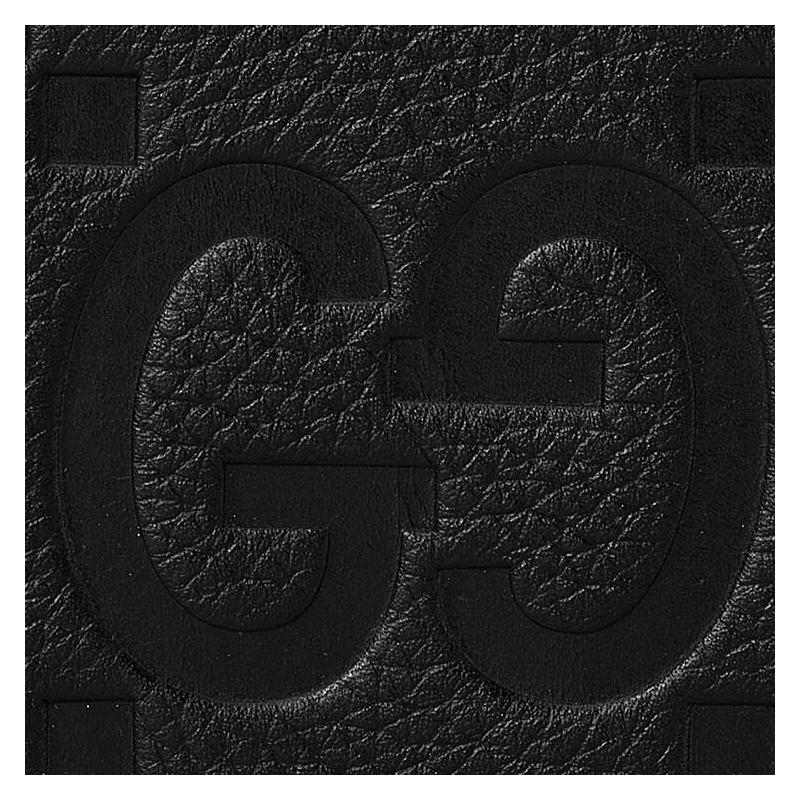 Gucci Jumbo GG Double G Logo Embossed Flip Closure Leather Wallet Men's Black