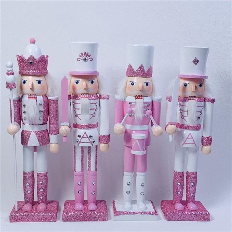 Stylish Nutcrackers Soldier Ornament Pink Series Nutcrackers Soldier Figurine Ornament for Individualized Room Decors