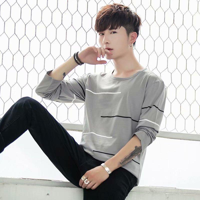 Suéter de Manga Larga para Hombre Talla Grande Cuello Redondo Holgado Top Deportivo Casual Estampado Manga Larga