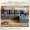 Modular L-Shaped Sofa with Freely Positionable Storage Ottoman, Double Armrest Storage, Charging Ports On Both Armrests and LED Mood Light