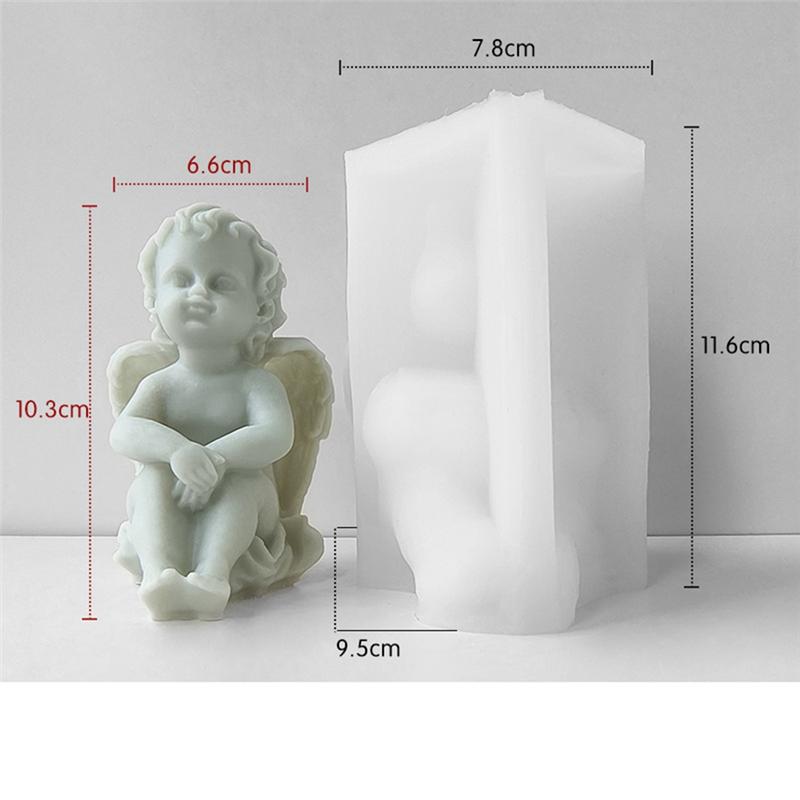 M-Modern-3D Angel Children Silicone Mold Lovely Winged Boys Abstract Mould DIY Gypsum Candle Making,B