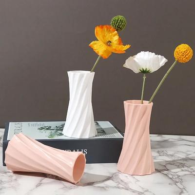 Vaso de flores nórdico imitação de cerâmica vaso de flores de plástico vaso de flores casa sala de estar decoração de mesa arranjo de peça central de casamento