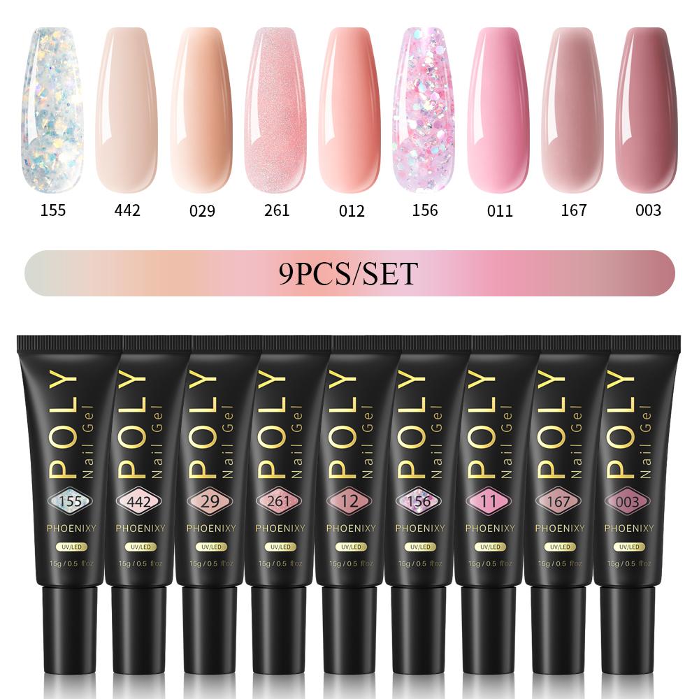 PHOENIXY Poly Nail Gel na prodloužení nehtů Rychlý stavební gel na prsty s 37 barvami Poly Nail Gel na prodloužení a akrylový gelový lak na nail Art