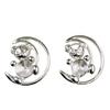 Crescent Moon Bear Earrings: Sterling Silver with 6.2mm CZ Stone
