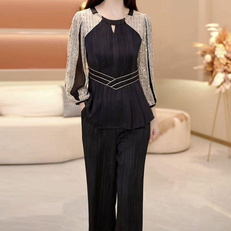 Elegant High-End Two-Piece Set: Slimming Top & Pants for Women, 2025 Spring Collection