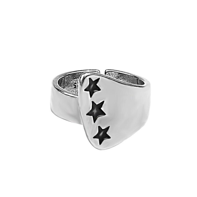 Adjustable Open Finger Ring With Geometric Star Design Sterling Unisex Hip Hop Jewelry Adjustable Open Band
