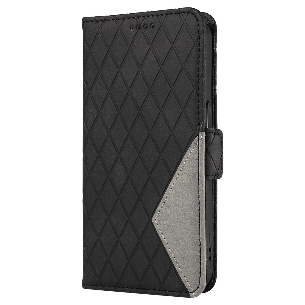For iPhone 16 Pro Case Rhombus Grid PU Leather Wallet Mobile Phone Cover