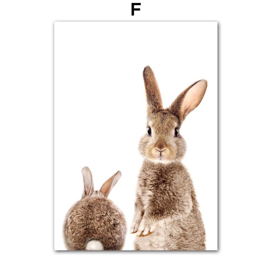 Autumn Rabbit Tail Nursery Wall Art Canvas Painting Nordic Animals Bunny Posters And Prints Pictures Baby Kids Room Home Decor