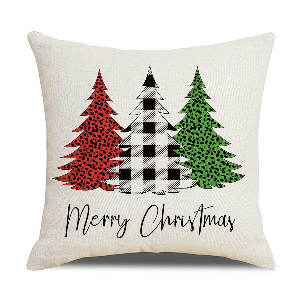 Christmas Pillow Cover Letter Christmas Tree Sofa Pillow Cover Peach Skin Cushion Home Supplies